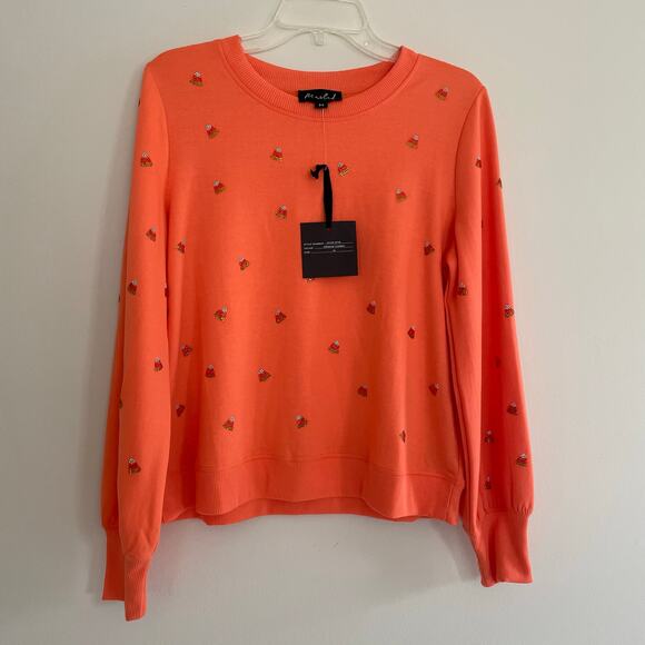 Marled Sweatshirt Candy Corn Orange, Silver, Yellow Combo 01135-3TJK Size Medium - Picture 2 of 7